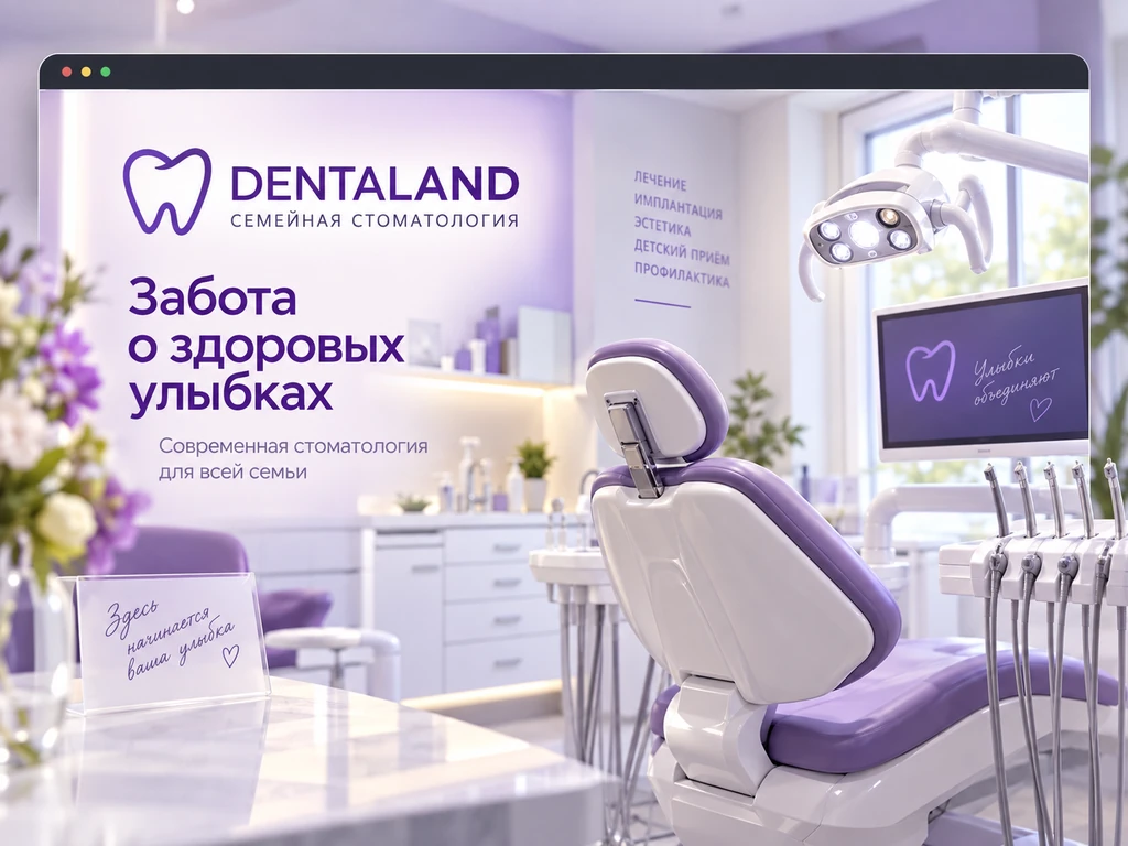 Главная страница сайта семейной стоматологии Dentaland